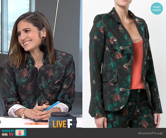 Zadig & Voltaire Guitar and Jungle Print Blazer worn by Erin Lim on E! News