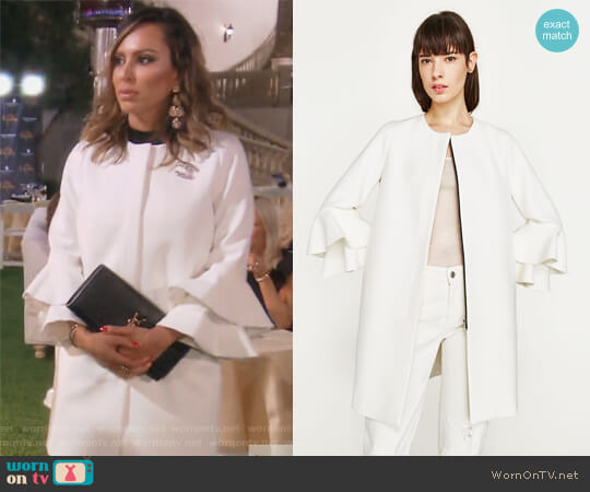 Zara Coat with Double Ruffled Cuffs worn by Kelly Dodd on The Real Housewives of Orange County