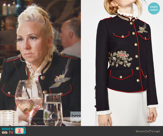Zara Black Jacket with Embroidery worn by Margaret Josephs on The Real Housewives of New Jersey