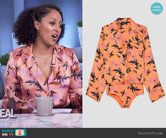 Zara Leaf Print Bodysuit worn by Tamera Mowry on The Real