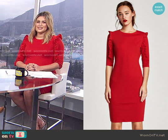Zara Ponte Di Rome Knit Dress with Ruffles worn by Carissa Loethen Culiner on E! News