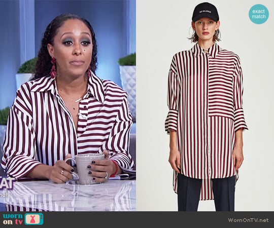 Zara Sateen Shirt Dress worn by Tamera Mowry on The Real