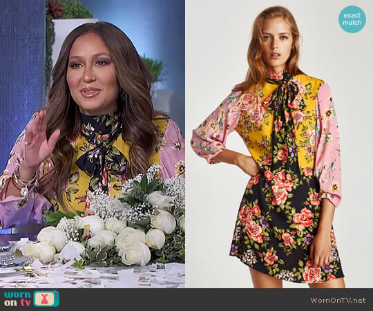 Zara Floral Patchwork Dress worn by Adrienne Houghton on The Real