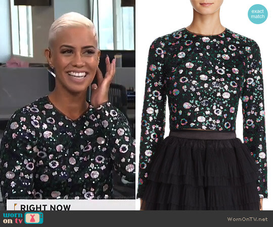Zendaya x Aqua Sequined Cropped Top worn by Sibley Scoles on E! News