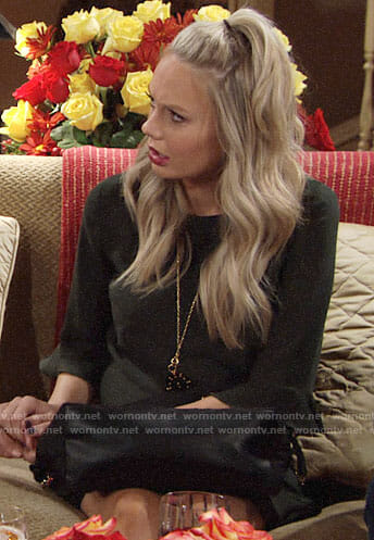 Abby’s dark green Thanksgiving dress on The Young and the Restless