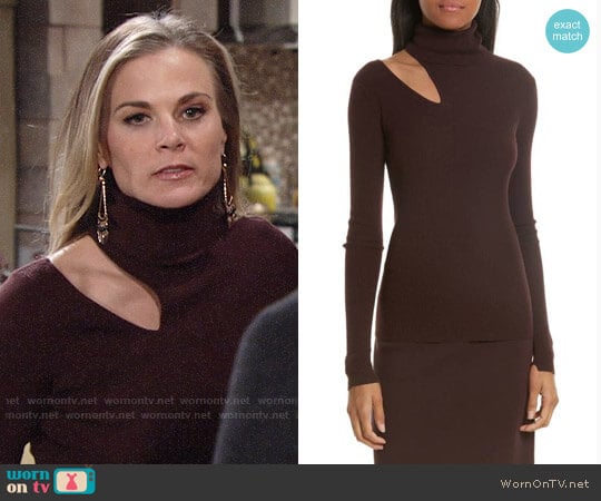 A.L.C. Kara Sweater in Raisin worn by Phyllis Newman (Gina Tognoni) on The Young and the Restless
