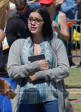 Alex’s blue and green printed top with tassels on Modern Family