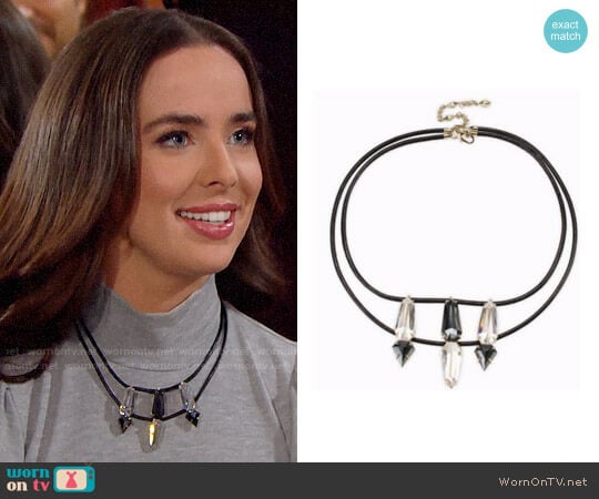 Alexis Bittar Elements Crystal Shield Two-Tier Bib Necklace worn by Ivy Forrester (Ashleigh Brewer) on The Bold and the Beautiful
