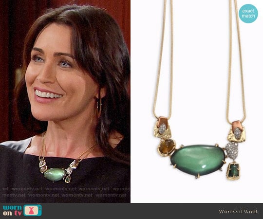 Alexis Bittar Lucite Stone Bib Buckle-Detail Necklace worn by Quinn Fuller (Rena Sofer) on The Bold and the Beautiful