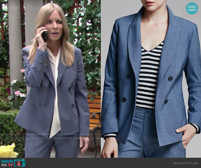 Banana Republic Double Breasted Fit Blazer worn by Christine Blair Williams (Lauralee Bell) on The Young and the Restless