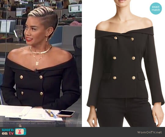 Bardot Off-the-Shoulder Blazer worn by Sibley Scoles on E! News