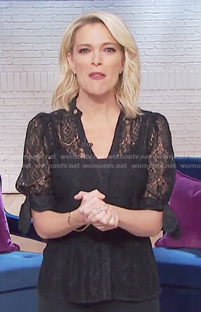 Megyn’s black floral lace blouse on Megyn Kelly Today