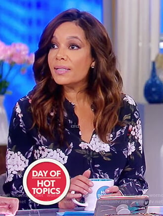 Sunny’s black floral print dress on The View