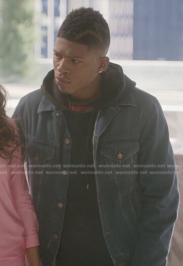 Hakeem’s black hoodie and denim jacket on Empire