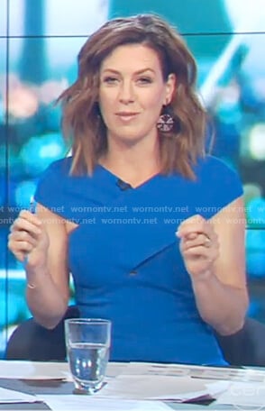 Gorgi’s blue sleeveless cross dress on The Project