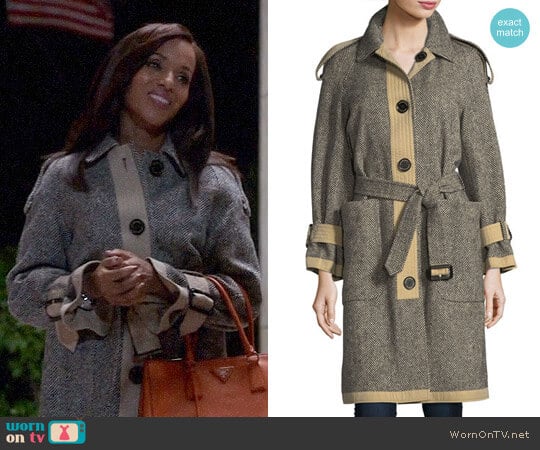 Burberry Oakville Reversible Tweed Coat worn by Olivia Pope (Kerry Washington) on Scandal