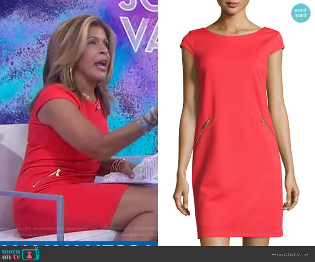 Chetta B Pique Zip-Pocket Cap-Sleeve Dress worn by Hoda Kotb on Today