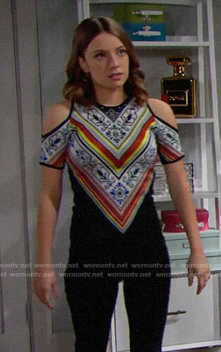 Coco’s printed cold-shoulder top on The Bold and the Beautiful