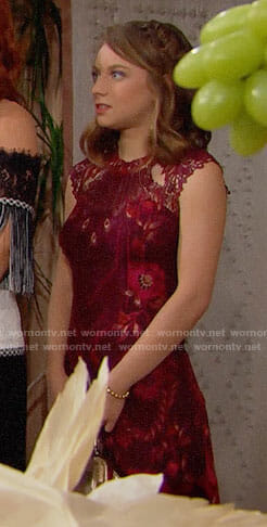 Coco’s red lace Thanksgiving dress on The Bold and the Beautiful