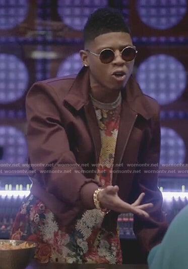Hakeem’s burgundy cropped jacket on Empire