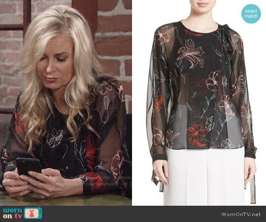 Diane von Furstenberg Fenelon Print Blouse worn by Ashley Abbott (Eileen Davidson) on The Young and the Restless