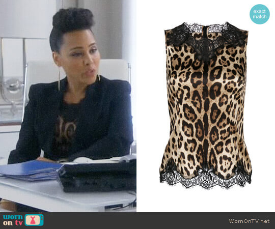 Dolce & Gabbana Lace Trim Leopard Print Vest worn by Tegan Price (Amirah Vann) on How to Get Away with Murder