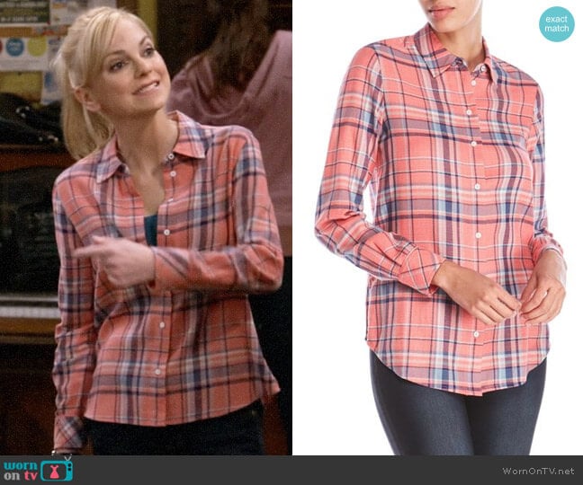 Elizabeth and James Pink Plaid Shirt worn by Christy Plunkett (Anna Faris) on Mom
