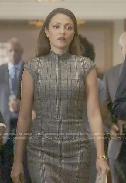 Emily’s grey plaid dress on Designated Survivor
