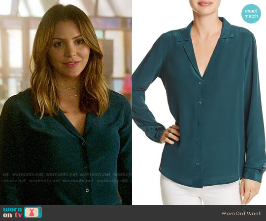Equipment Adalyn Blouse in Eden Green worn by Paige Dineen (Katharine McPhee) on Scorpion