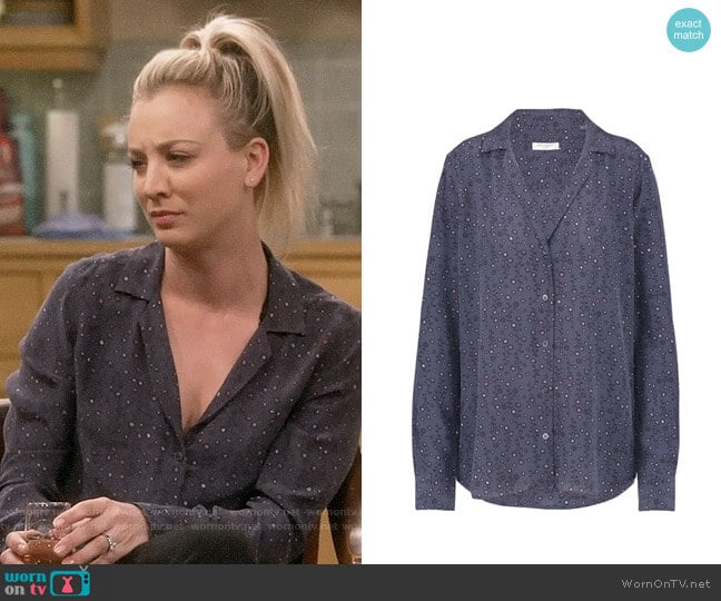 Equipment Adalyn Shirt in Blue Mood worn by Penny Hofstadter (Kaley Cuoco) on The Big Bang Theory