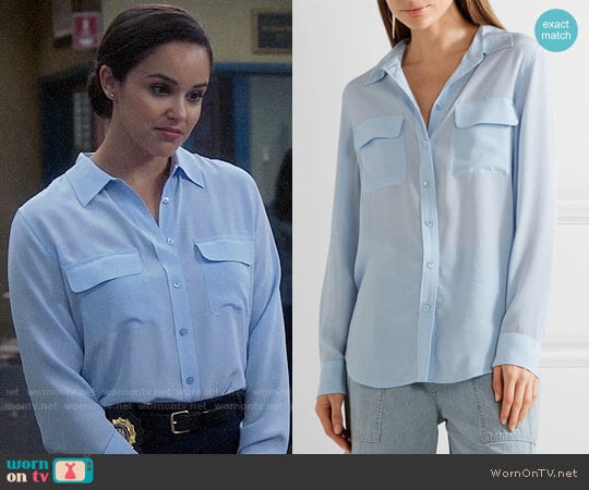 Equipment Slim Signature  Silk Shirt worn by Amy Santiago (Melissa Fumero) on Brooklyn Nine-Nine