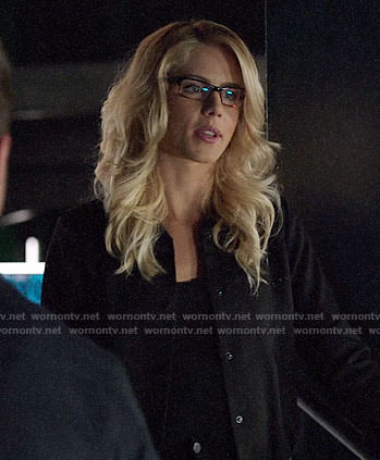 Felicity’s black bomber jacket on Arrow