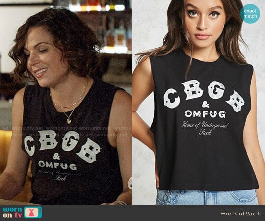 Forever 21 CBGB Graphic Muscle Tee worn by Regina Mills (Lana Parrilla) on Once Upon A Time