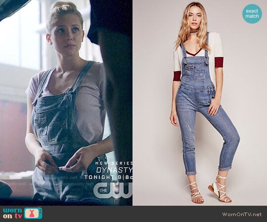 Free People Washed Denim Overalls worn by Betty Cooper (Lili Reinhart) on Riverdale