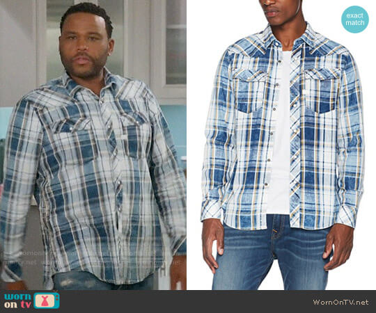 G Star Raw 3301 Shirt in Milk Dark Vulcan Check worn by Andre Johnson (Anthony Anderson) on Black-ish