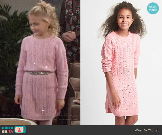GAP Girls Sequin cable knit sweater dress worn by Faith Newman (Alyvia Alyn Lind) on The Young and the Restless