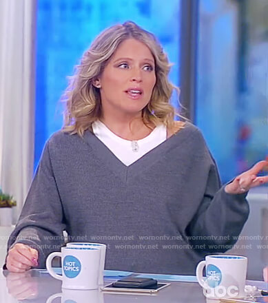 Sara’s gray ribbed sweater with inner tank top on The View