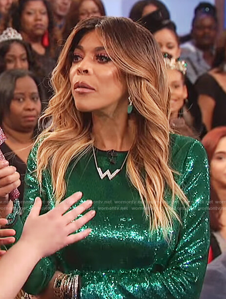 Wendy’s green sequin mini dress on The Wendy Williams Show