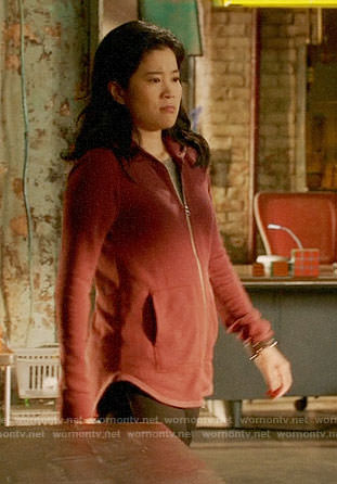 Happy’s red hoodie on Scorpion
