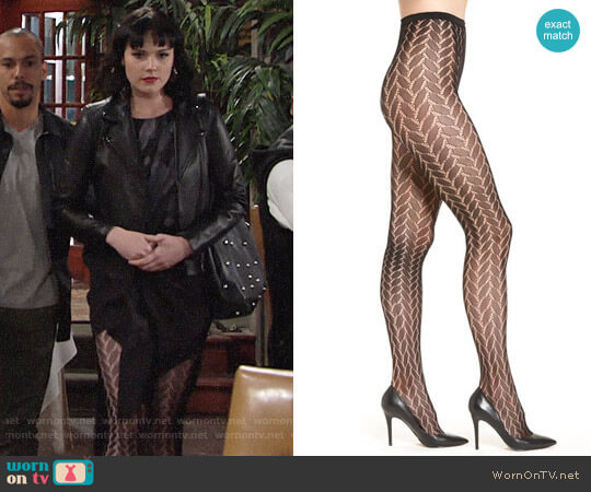 Hue Bold Herringbone Net Tights worn by Tessa Porter (Cait Fairbanks) on The Young and the Restless