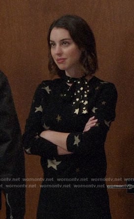 Ivy’s black and gold star print sweater and scarf on Once Upon a Time