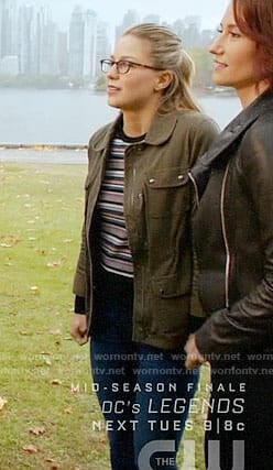 Kara’s striped sweater and green jacket on Legends of Tomorrow