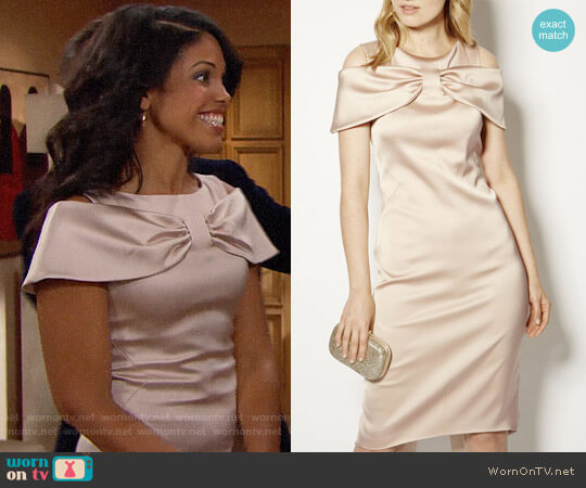 Karen Millen Satin Bow Pencil Dress worn by Maya Avant (Karla Mosley) on The Bold and the Beautiful