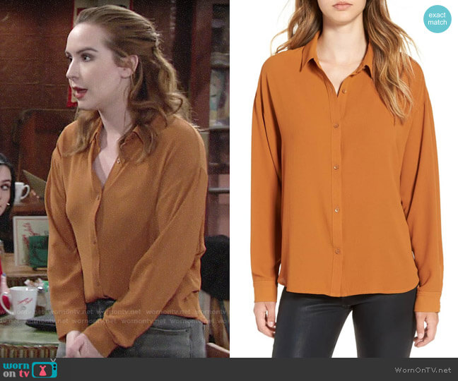 Leith Dolman Sleeve Blouse in Rust Ginger worn by Mariah Copeland (Camryn Grimes) on The Young and the Restless