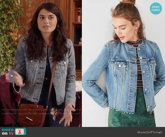 Levis Altered Collarless Denim Jacket worn by Sabrina Pemberton (Sofia Black D'Elia) on The Mick