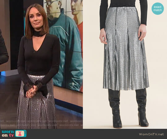 Maje Midi Sequinned Skirt worn by Catt Sadler on E! News