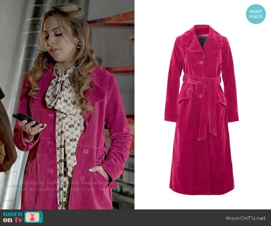 Marc Jacobs Cotton-blend velvet coat worn by Fallon Carrington (Elizabeth Gillies) on Dynasty