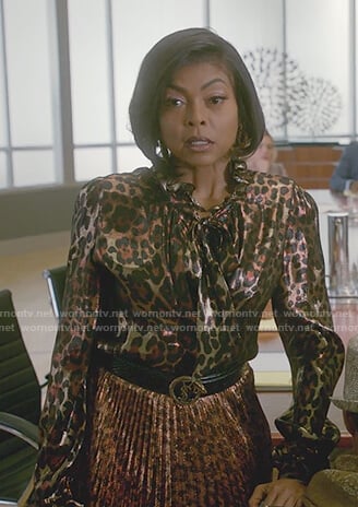 Cookie’s leopard print blouse and skirt on Empire