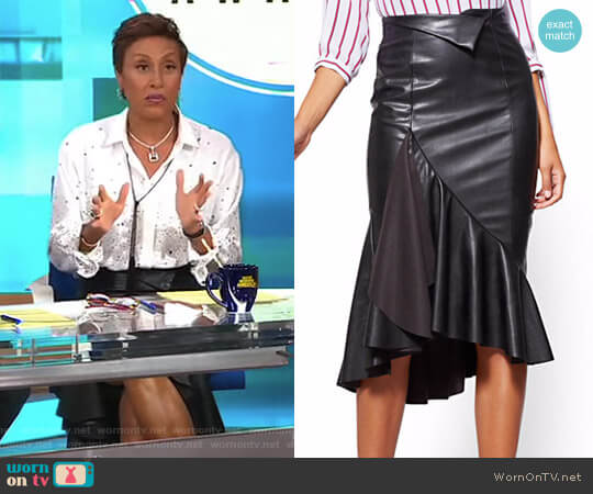 New York & Company Faux-Leather Flounced Skirt worn by Robin Roberts on Good Morning America