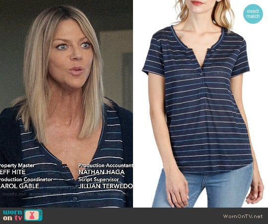 Paige Teodora Tee in Dark Ink Blue/Niagara/White worn by Mackenzie Murphy (Kaitlin Olson) on The Mick